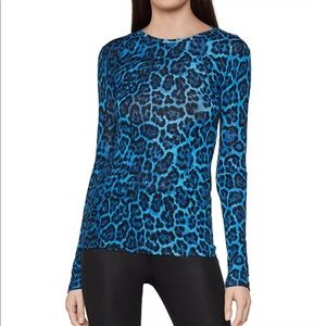 BCBG Leopard print round neck long sleeve knit top